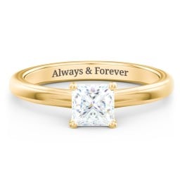 Solitaire Diamond Engagement Ring with Personalized Initials