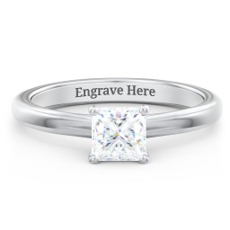 Solitaire Diamond Engagement Ring with Personalized Initials