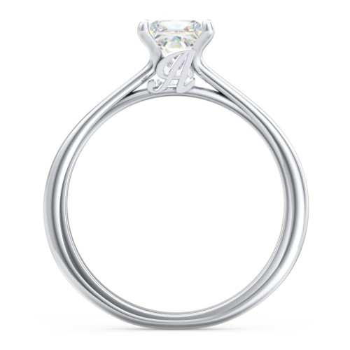 Solitaire Diamond Engagement Ring with Personalized Initials – 14K White Gold