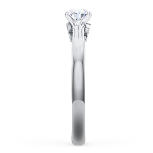 Solitaire Diamond Engagement Ring with Personalized Initials – 14K White Gold