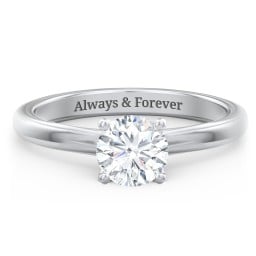 Solitaire Diamond Engagement Ring with Personalized Initials