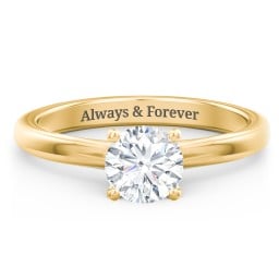 Solitaire Diamond Engagement Ring with Personalized Initials