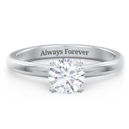 Solitaire Diamond Engagement Ring with Personalized Initials