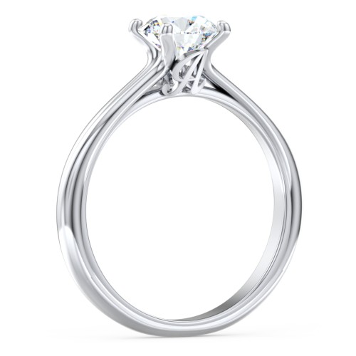 Solitaire Diamond Engagement Ring with Personalized Initials – 14K White Gold