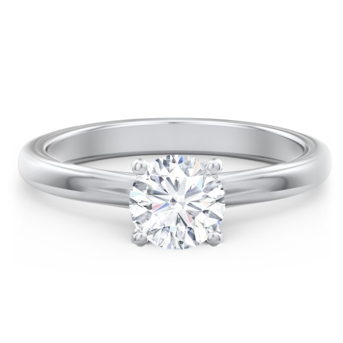 Solitaire Diamond Engagement Ring with Personalized Initials – 14K White Gold