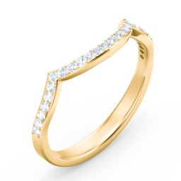 Arched Diamond Accent Wedding Band in 10K Solid Yellow Gold
