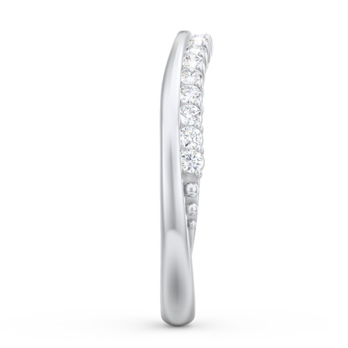 Curved Half Eternity Diamond Band – 14K White Gold with Lab Diamond