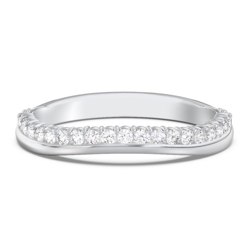 Curved Half Eternity Diamond Band – 14K White Gold with Lab Diamond