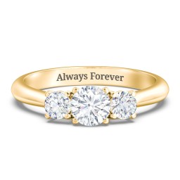Classic 3-Stone Diamond Engagement Ring in 10K Solid Yellow Gold with 04LABDIAM-RD-0.50-VS2-F-VG and Lab Diamond