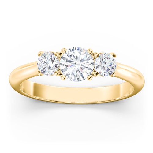 Classic 3-Stone Diamond Engagement Ring – 10K Yellow Gold with Lab Diamond