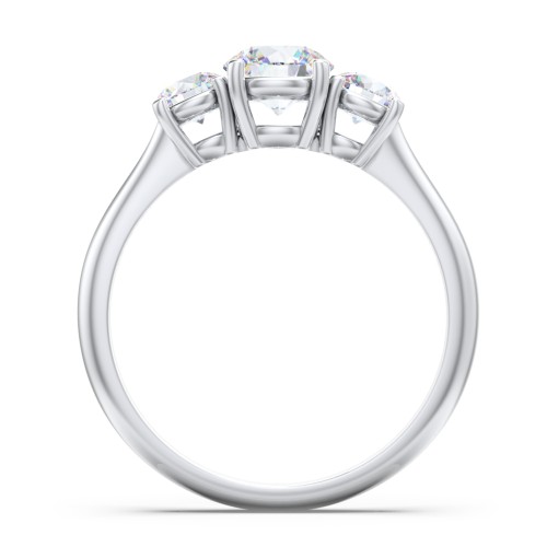 Classic 3-Stone Diamond Engagement Ring – 14K White Gold with Lab Diamond