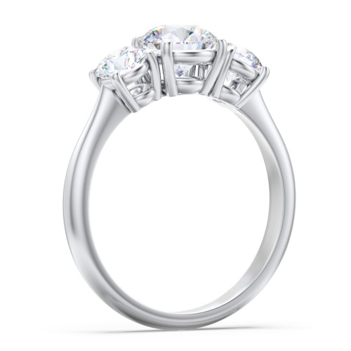 Classic 3-Stone Diamond Engagement Ring – 14K White Gold with Lab Diamond