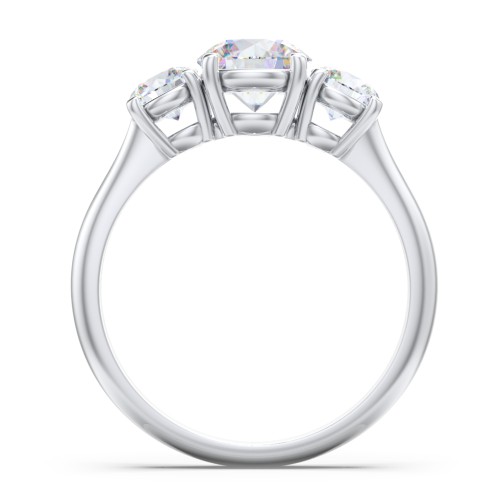 Classic 3-Stone Diamond Engagement Ring – 14K White Gold with Lab Diamond