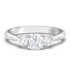 Classic 3-Stone Diamond Engagement Ring – 14K White Gold with Lab Diamond