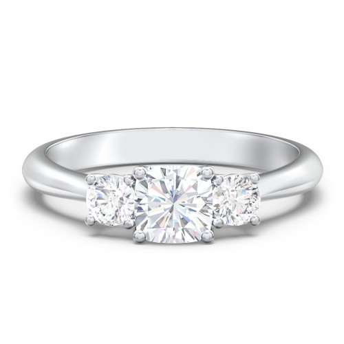 Classic 3-Stone Diamond Engagement Ring – 14K White Gold with Lab Diamond