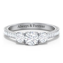 Classic 3-Stone Diamond Engagement Ring with Accents