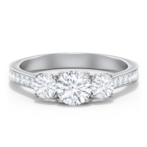 Classic 3-Stone Diamond Engagement Ring with Accents
