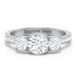 Classic 3-Stone Diamond Engagement Ring with Accents