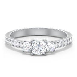 Classic 3-Stone Diamond Engagement Ring with Accents