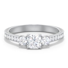 Classic 3-Stone Diamond Engagement Ring with Accents