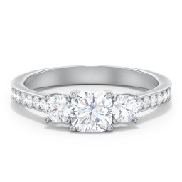 Classic 3-Stone Diamond Engagement Ring with Accents