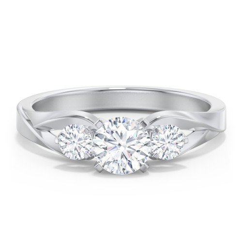 3-Stone Diamond Engagement Ring with Twisted Split Shank