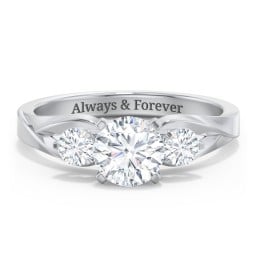 3-Stone Diamond Engagement Ring with Twisted Split Shank
