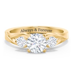 3-Stone Diamond Engagement Ring with Twisted Split Shank