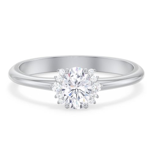 Modern Oval Engagement Ring with Side Accents