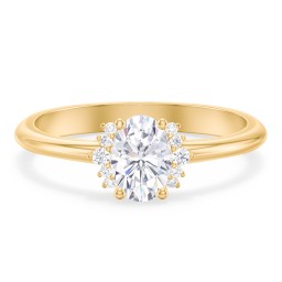Modern Oval Engagement Ring with Side Accents in 10K Solid Yellow Gold