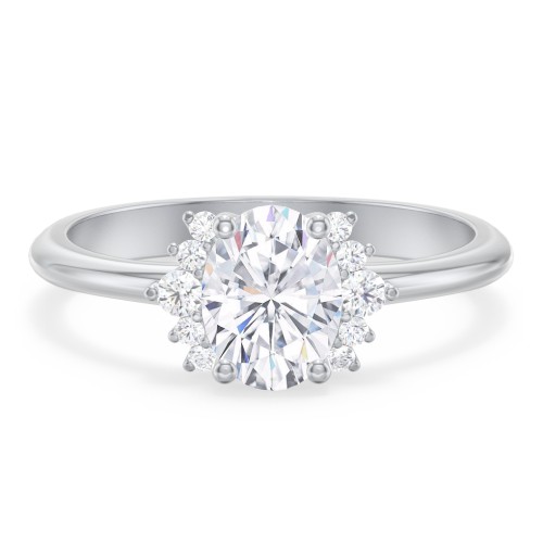Modern Oval Solitaire Engagement Ring with Side Accents