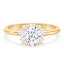 Modern Oval Solitaire Engagement Ring with Side Accents in 10K Solid Yellow Gold