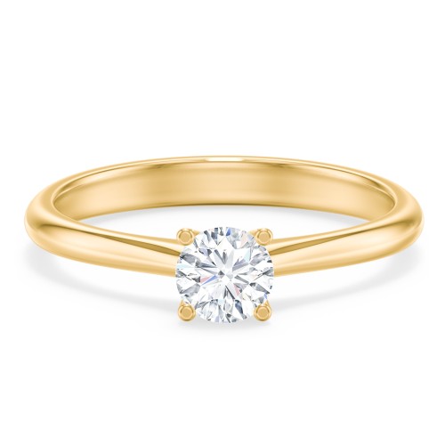 Modern Round Solitaire Engagement Ring – 10K Yellow Gold
