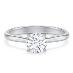 Modern Round Solitaire Engagement Ring – 14K White Gold
