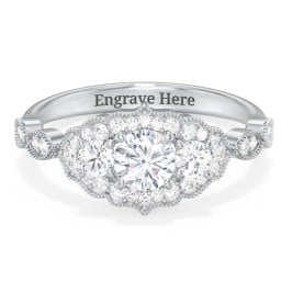 Vintage 3 Stone Engagement Ring with Accents