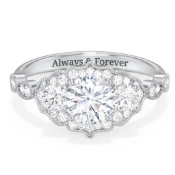 Vintage 3 Stone Engagement Ring with Accents