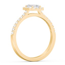 Micro Pavé Halo Diamond Engagement Ring in 10K Solid Yellow Gold