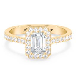 Micro Pavé Halo Diamond Engagement Ring in 10K Solid Yellow Gold with 04DIAM-EM-1.00-SI1-G-G and Diamond