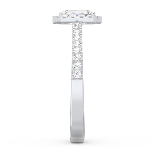 Micro Pavé Halo Diamond Engagement Ring – 14K White Gold with Diamond