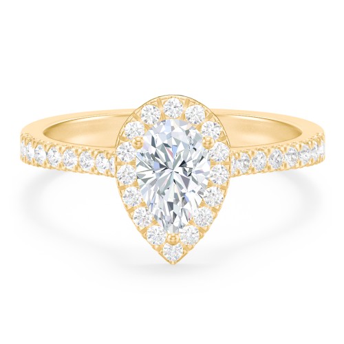 Micro Pavé Halo Diamond Engagement Ring – 10K Yellow Gold with Diamond