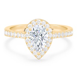 Micro Pavé Halo Diamond Engagement Ring in 10K Solid Yellow Gold with 04DIAM-PE-1.00-SI1-F-G and Diamond
