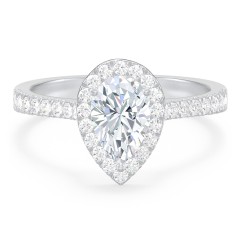 Micro Pavé Halo Diamond Engagement Ring – 14K White Gold with Diamond