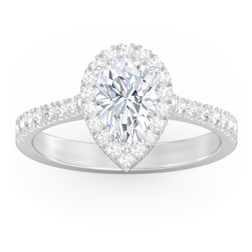 Micro Pavé Halo Diamond Engagement Ring – 14K White Gold with Diamond
