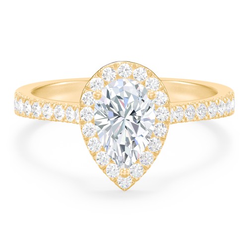 Micro Pavé Halo Diamond Engagement Ring – 10K Yellow Gold with Diamond
