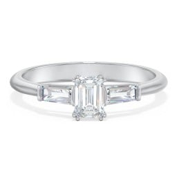 3 Stone Engagement Ring with Tapered Baguettes