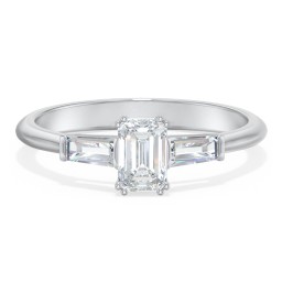 3 Stone Engagement Ring with Tapered Baguettes