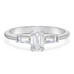 3 Stone Engagement Ring with Tapered Baguettes