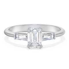 3 Stone Engagement Ring with Tapered Baguettes