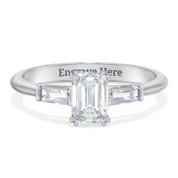 3 Stone Engagement Ring with Tapered Baguettes