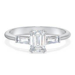 3 Stone Engagement Ring with Tapered Baguettes